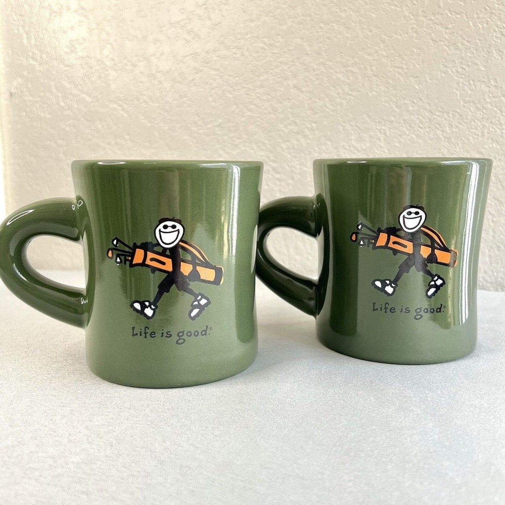 Lot Set Of 2 Life is Good Coffee Cup Mug Golf Do What You Like Like What you Do